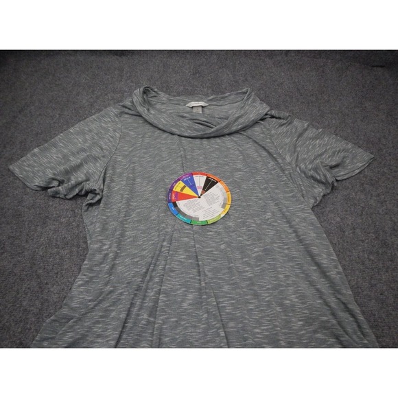 CJ Banks Top Womens Plus 3X Solid Gray Cowl Neck Short Sleeve Lightweight - Picture 2 of 8